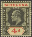 Click for more photos and details St Helena 1911 KEVII 4d Black and Red on Yellow Ordinary Paper Mint SG66a