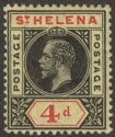 St Helena 1913 KGV 4d Black and Red on Yellow Variety Split A Mint SG85a
