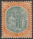 St Kitts-Nevis 1905 KEVII Spring 3d Deep Green and Orange Ord Paper Mint SG18