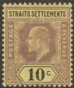 Malaya Straits Settlements 1902 KEVII 10c Purple and Black on Yellow Mint SG115