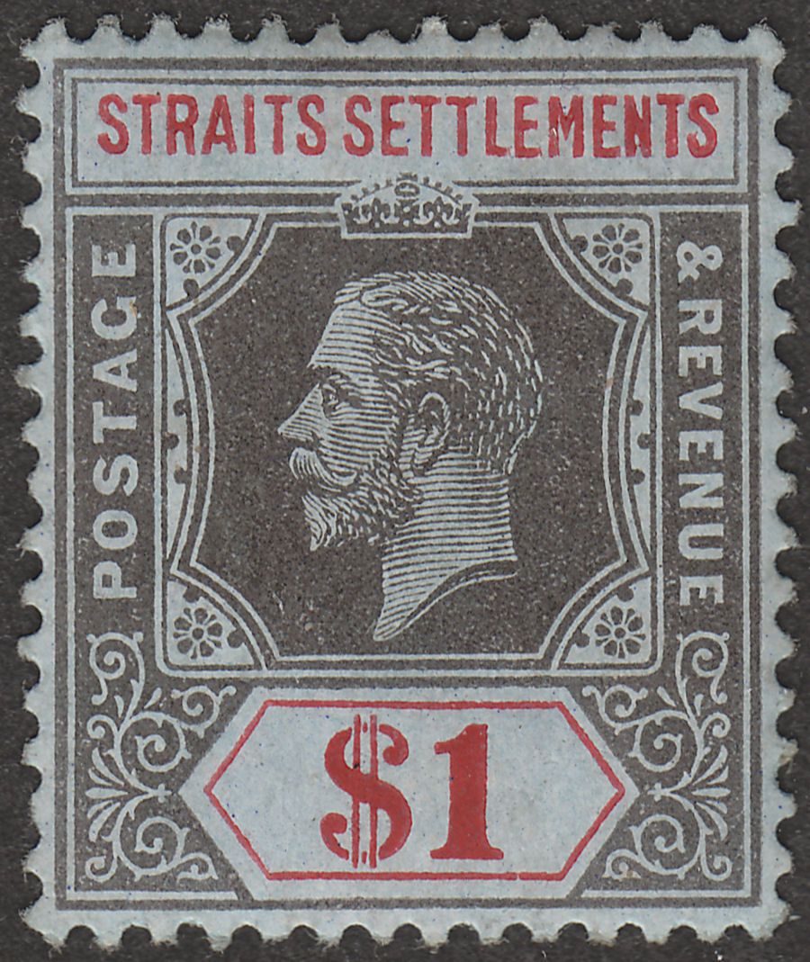 Malaya Straits Settlements 1914 KGV $1 Black and Red wmk Inverted Mint SG210w