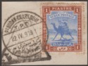 Click for more photos and details Sudan Camel 1919 Postman 1p Used on Piece w PORT SUDAN-KHARTOUM TPO Postmark