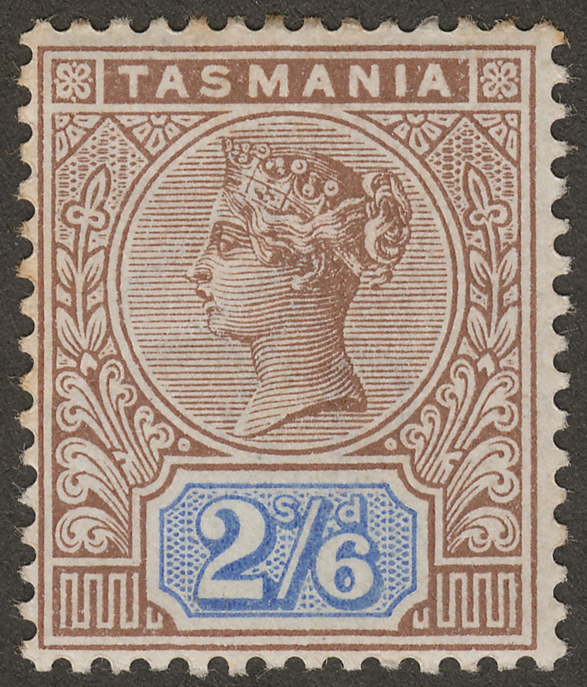 Tasmania 1892 Queen Victoria 2sh6d Brown and Blue Mint SG222 cat £32 w tones