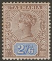 Click for more photos and details Tasmania 1892 Queen Victoria 2sh6d Brown and Blue Mint SG222 cat £32 w tones