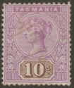 Click for more photos and details Tasmania 1892 Queen Victoria 10sh Mauve and Brown Cleaned Fiscal SG224 spacefill