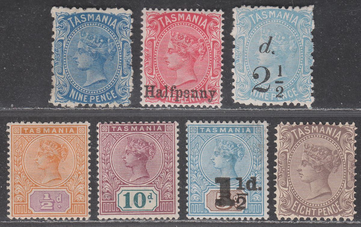 Tasmania 1871-1907 Queen Victoria Selection to 10d Mint Australia