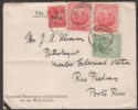 Click for more photos and details Barbados 1917 KGV Seal 1d x2, ½d + 1d War Tax Imperial Dept of Agriculture Cover