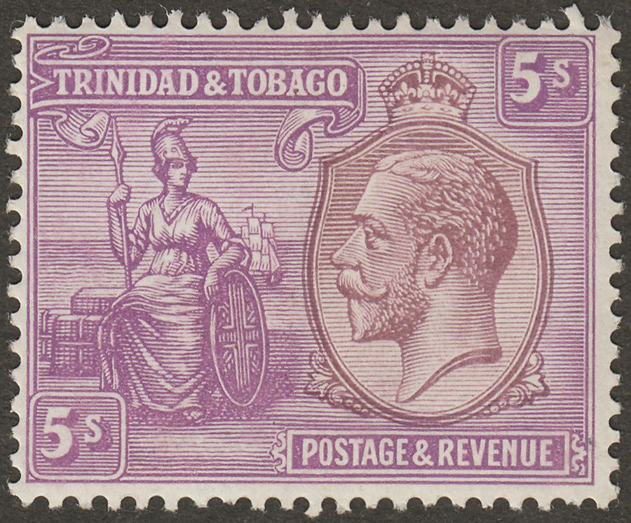Trinidad and Tobago 1922 KGV 5sh Dull Purple and Mauve Mint SG228