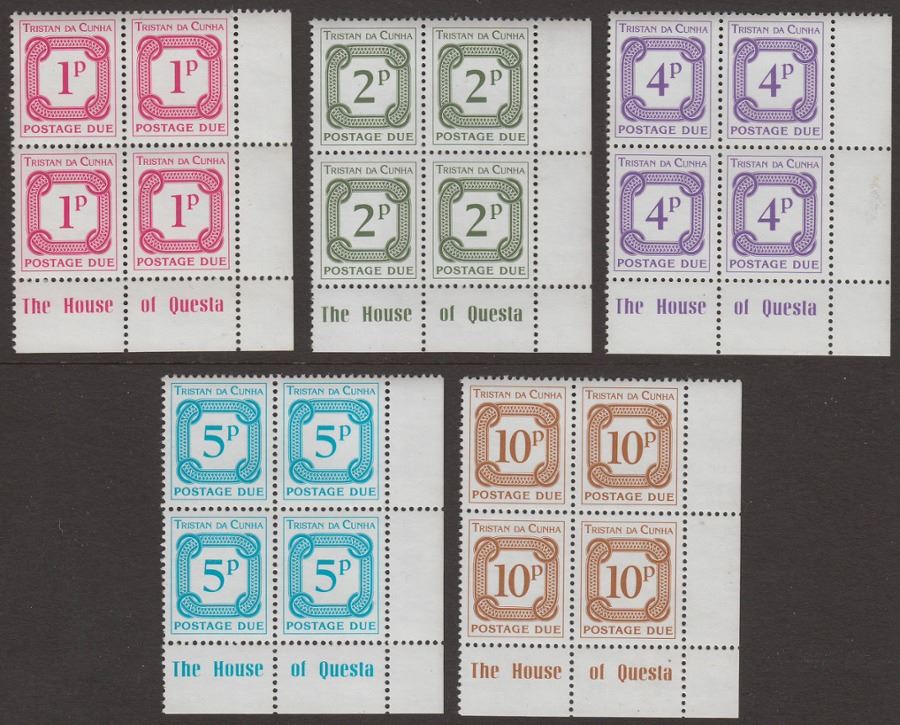 Tristan da Cunha 1976 QEII Postage Due Block Mint Set D11-15