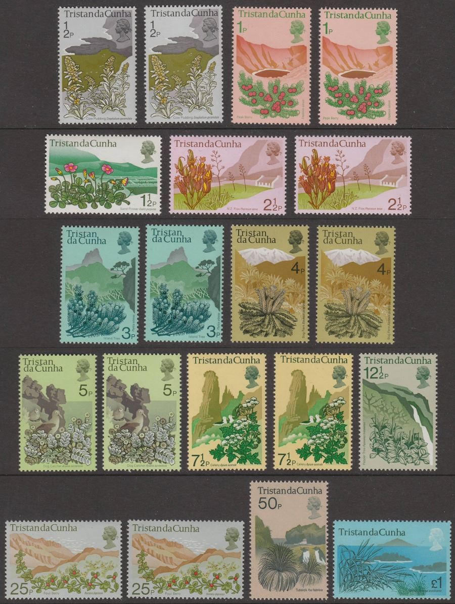 Tristan da Cunha 1972 QEII Flowering Plants Mint Set SG158-169 wmk vars?
