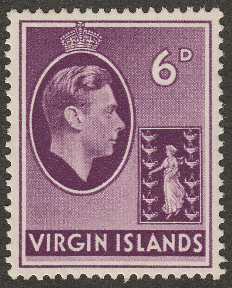 British Virgin Islands 1938 KGVI 6d Mauve Chalky Mint SG116