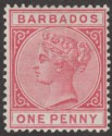 Click for more photos and details Barbados 1882 QV 1d Rose Mint SG91