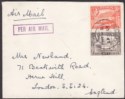 Click for more photos and details Aden 1947 KGVI 8a, 2a Used on Airmail Cover to UK on Union Castle Line Envelope
