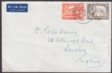 Click for more photos and details Aden 1948 KGVI 8a, 2a Used on Airmail Cover to UK on P&O envelope