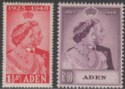Click for more photos and details Aden 1949 KGVI Royal Silver Wedding 1½a Scarlet, 10r Mauve Mint SG30-31 cat £40