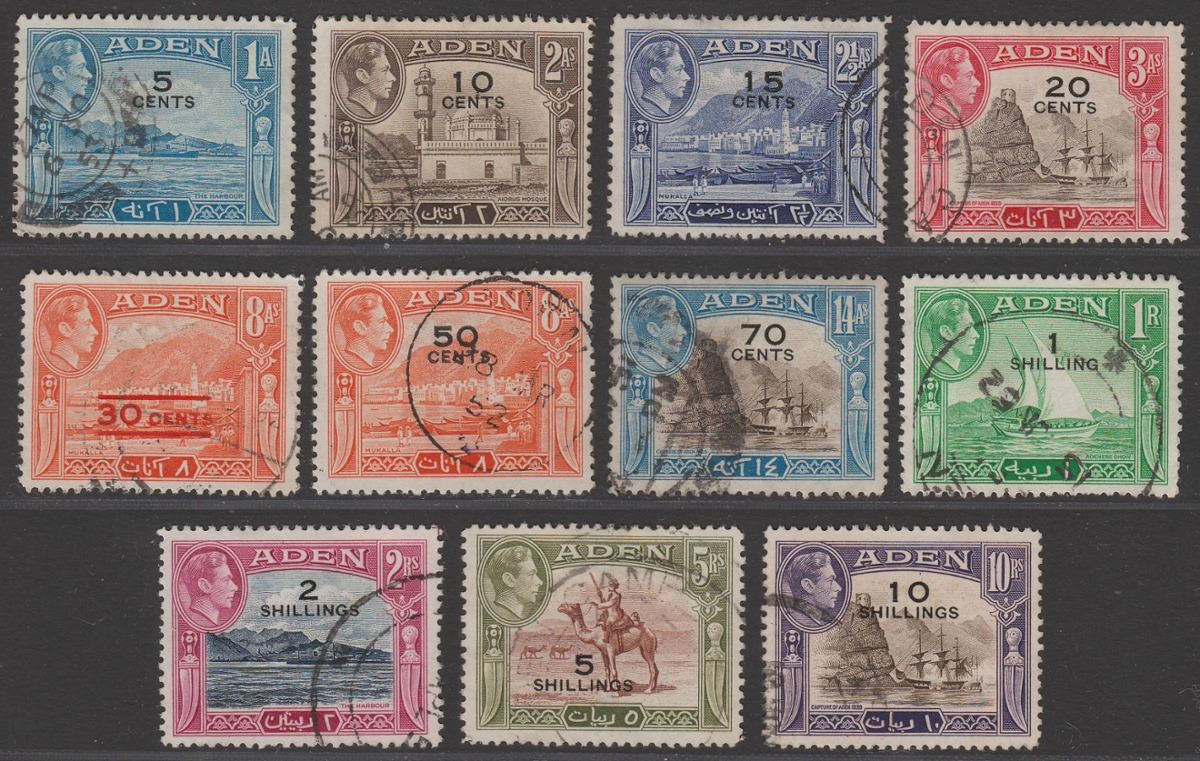 Aden 1951 King George VI Surcharge Set Used SG36-46 cat £38