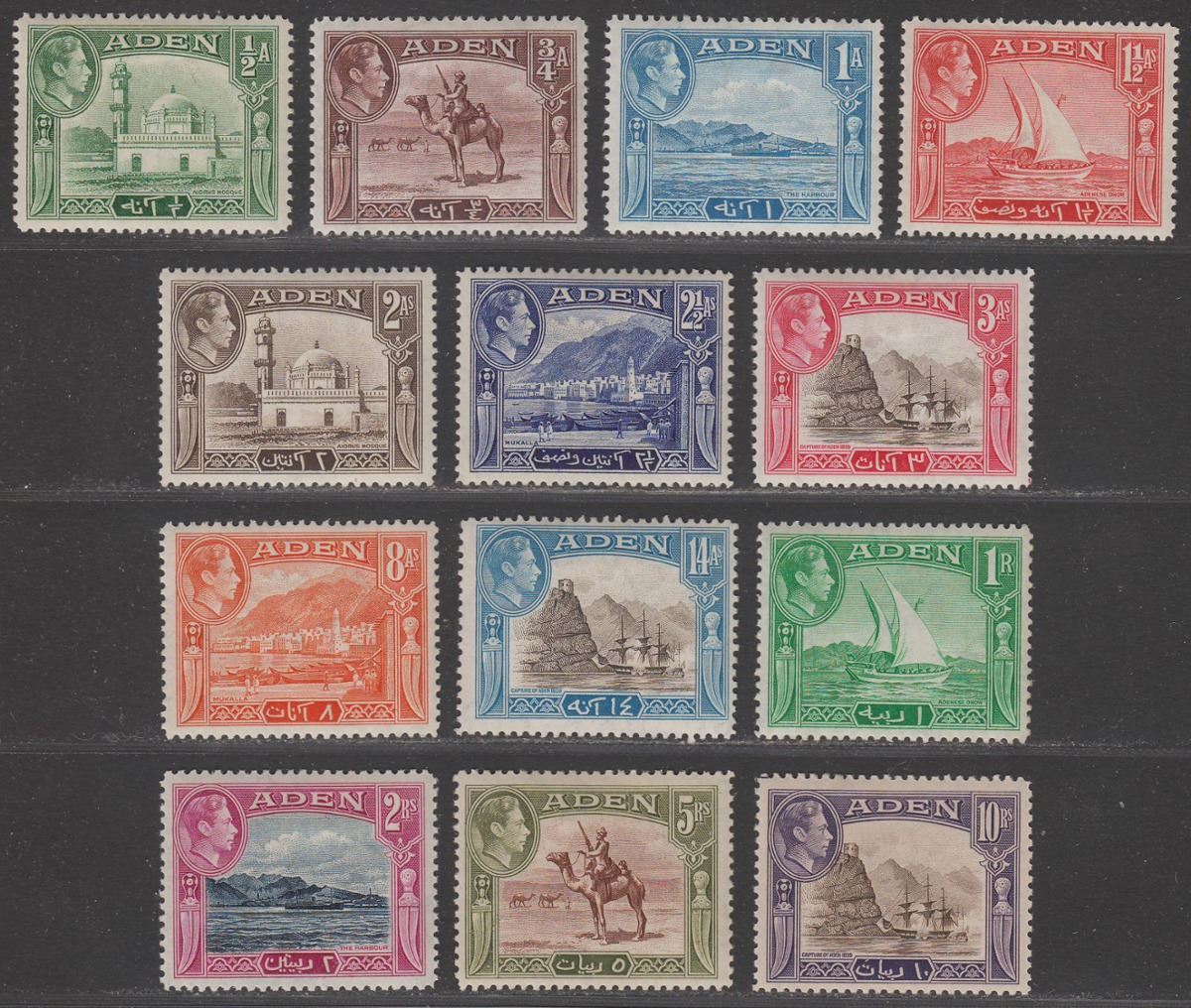 Aden 1939-48 King George VI Set Mint SG16-27 cat £120 toned gum