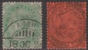 Click for more photos and details India used Aden QV 2a6p, 12a Used w ADEN / ADEN CANTONMENT Postmark SG Z55 Z59