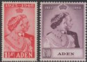 Aden 1949 KGVI Royal Silver Wedding 1½a Scarlet, 10r Mauve Mint SG30-31 cat £40