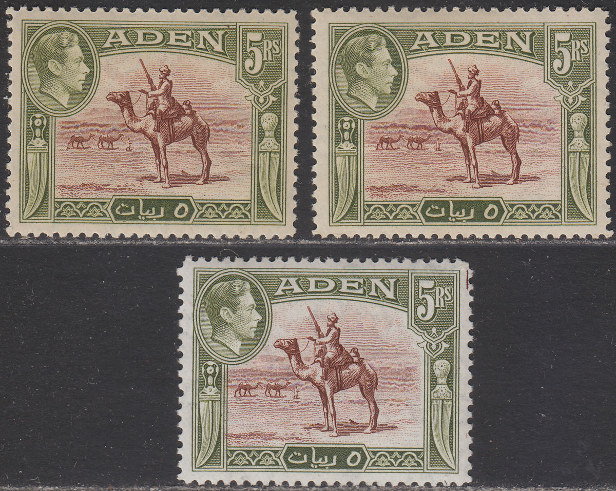 Aden 1939 KGVI Camel Corps 5r Red-Brown and Olive-Green Shades Mint SG26 cat£105