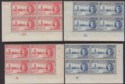 Aden 1947 KGVI Victory 1½a Carmine, 2½a Blue Plate No Blocks of 4 Mint SG28-29