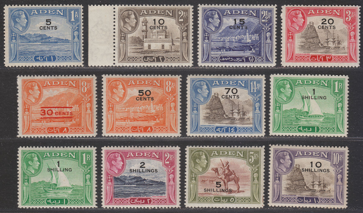 Aden 1951 King George VI Surcharge Set Mint SG36-46 cat £90