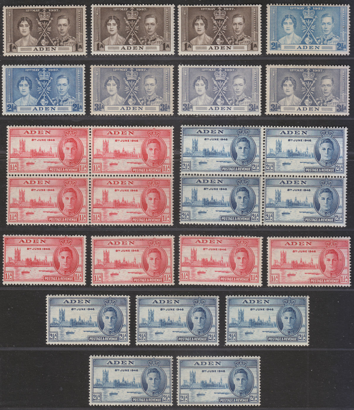 Aden 1937-63 King George VI - Queen Elizabeth II Selection to 1sh25 Mint