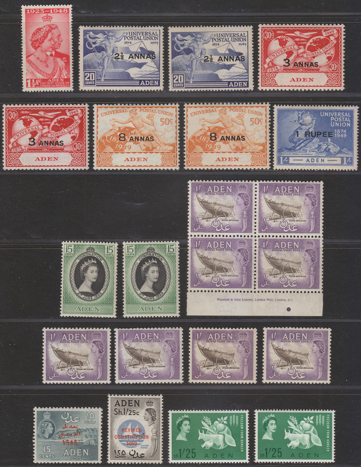 Aden 1937-63 King George VI - Queen Elizabeth II Selection to 1sh25 Mint