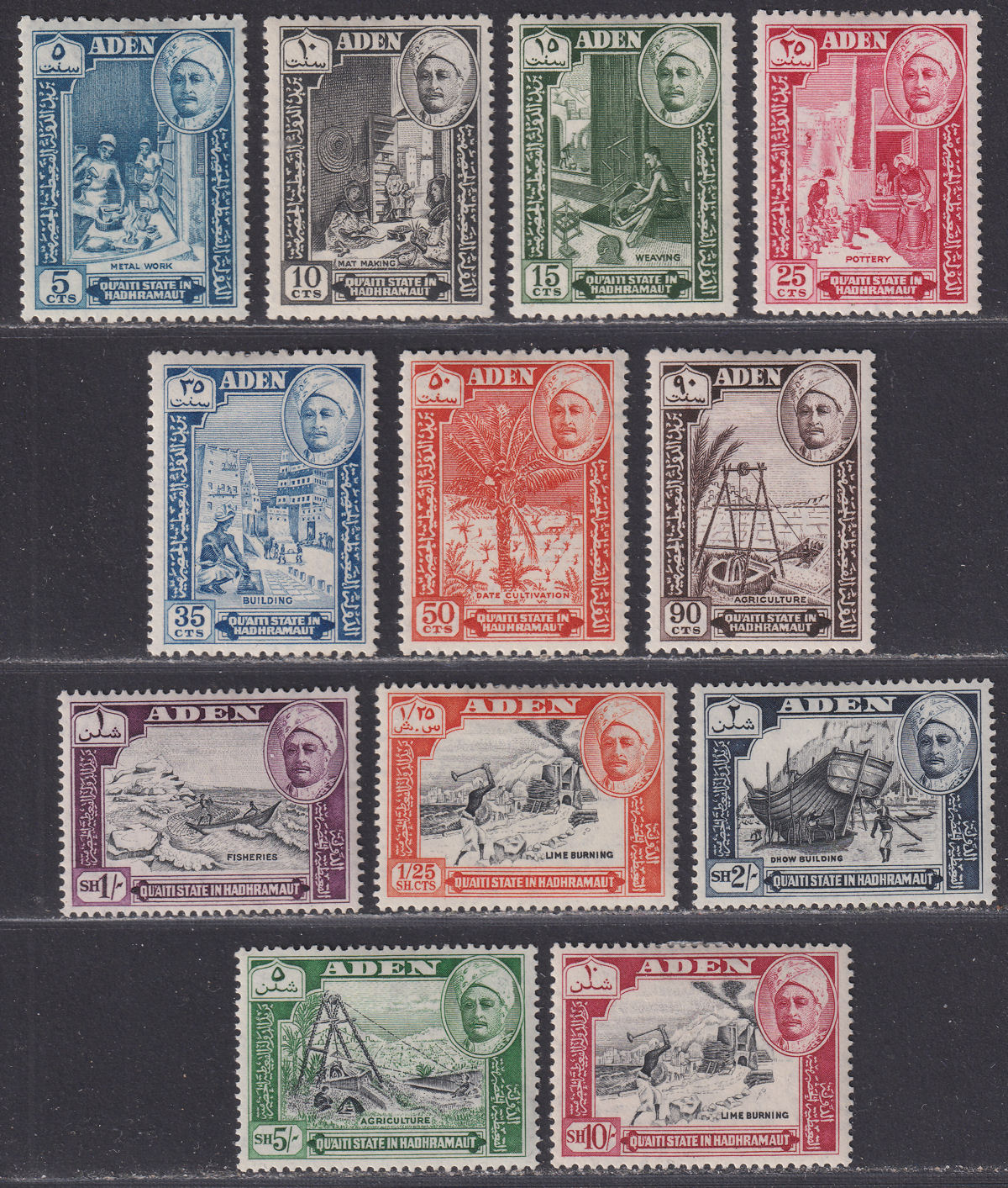 Aden Qu'aiti State in Hadhramaut 1955 QEII Set Mint SG29-40 cat £40