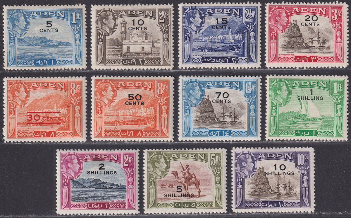 Aden 1951 King George VI Surcharge Set Mint SG36-46 cat £90