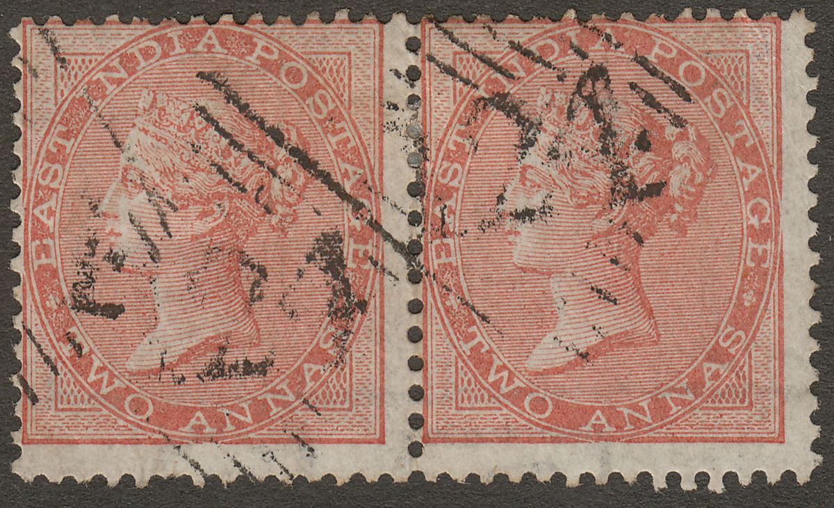 India used Aden 1856 QV 2a Dull Pink Pair Used 124 Aden Postmarks SG Z18 c £160