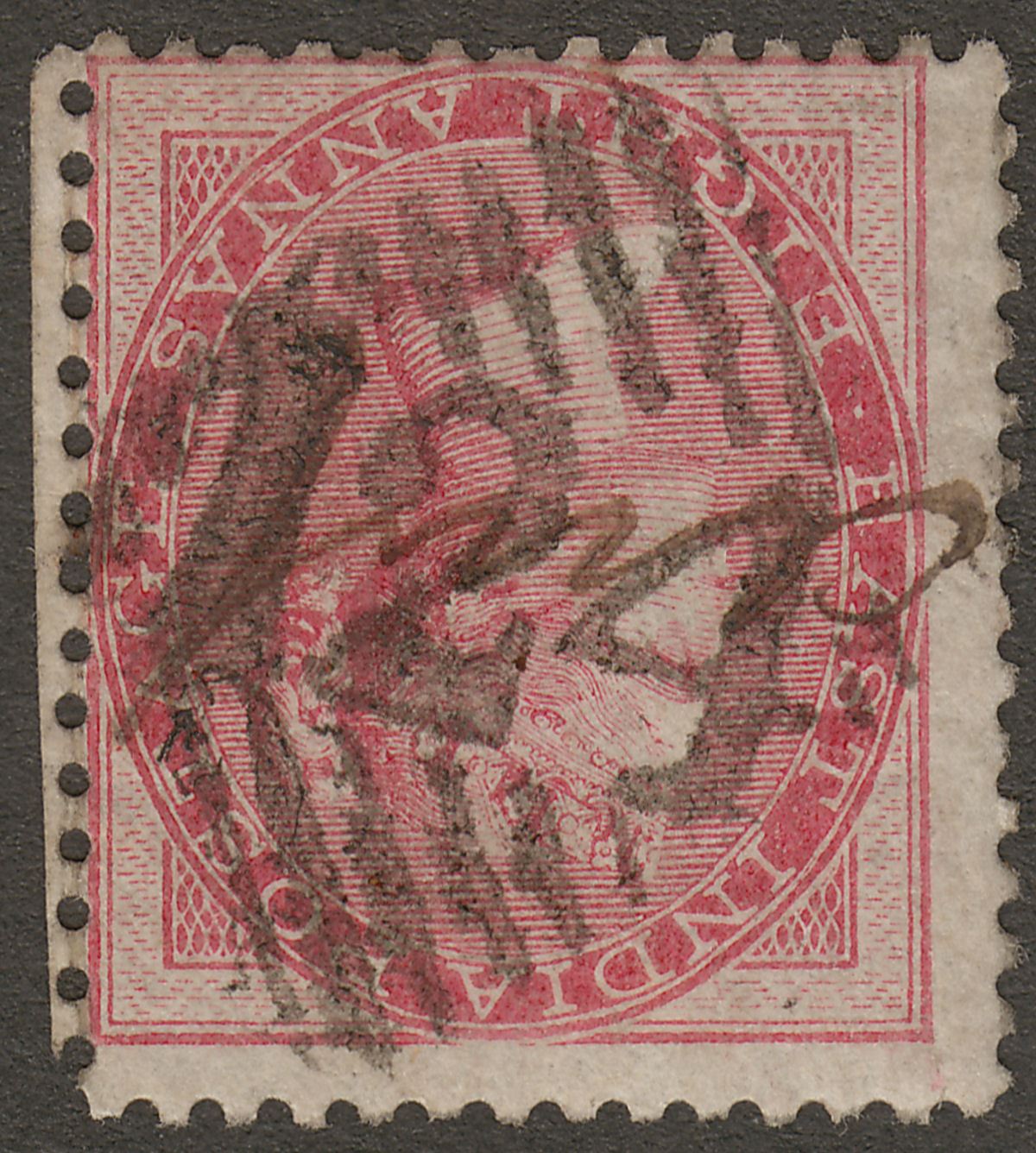 India used Aden 1856 QV 8a Carmine Used 124 Aden Postmark SG Z24 cat £75