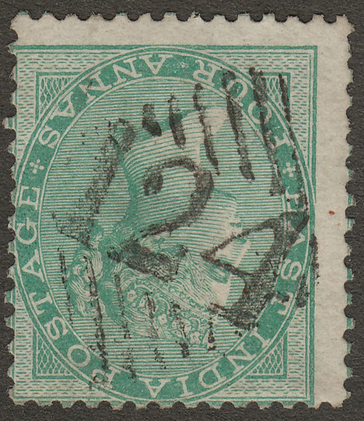 India used Aden 1865 QV 4a Green Used 124 Aden Postmark SG Z31 cat £85