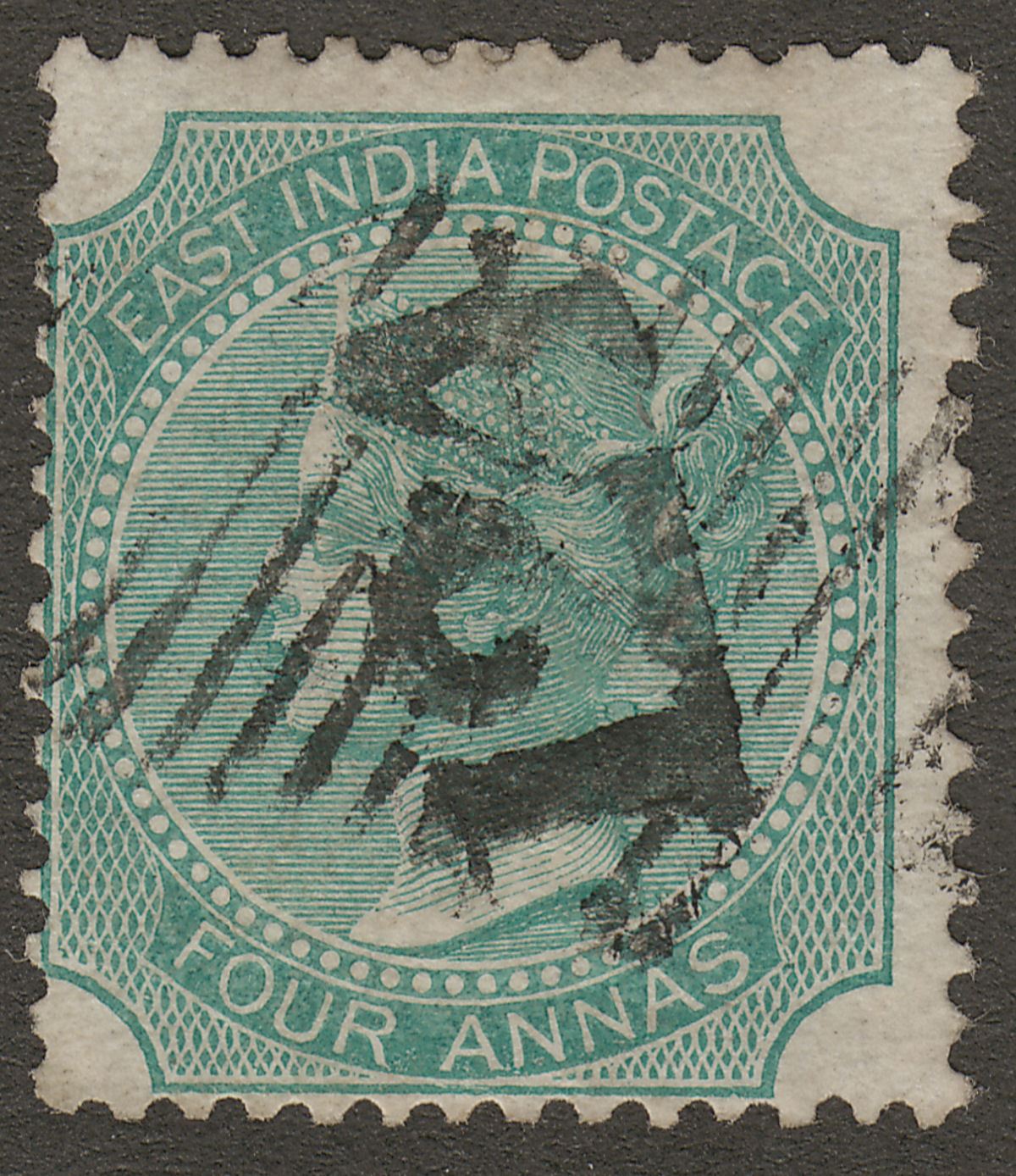 India used Aden 1866 QV 4a Green Used 124 Aden Postmark SG Z37 cat £18