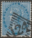 Click for more photos and details India used Aden 1866 QV ½a Blue Die II Used with 124 Aden Postmark SG Z36