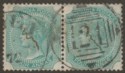 Click for more photos and details India used Aden 1872 QV 4a Green Pair Used 124 Aden Duplex Postmark SG Z37 KD6