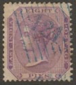 Click for more photos and details India used Aden 1873? QV 9p Used blue ADEN-CANTONMENT 124 Duplex Postmark KD7