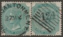 Click for more photos and details India used Aden QV 4a Green Pair Used ADEN-CANTONMENT 124 Duplex Postmark KD7
