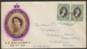 Click for more photos and details Aden 1953 QEII Coronation 15c Pair Used on First Day Cover to UK BPA Envelope