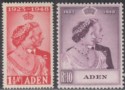 Aden 1949 KGVI Royal Silver Wedding 1½a Scarlet, 10r Mauve Mint SG30-31 cat £40