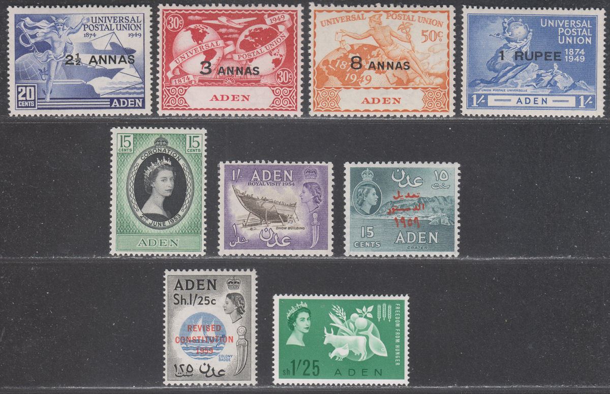 Aden 1949-63 KGVI-QEII Selection to 1sh25 Mint inc UPU