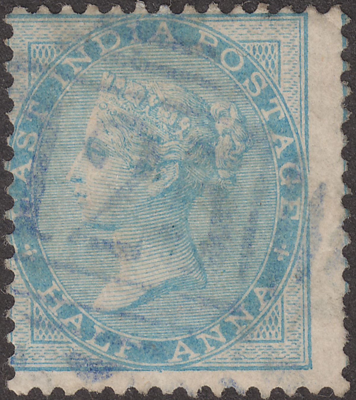 India used Aden 1856 QV ½a Blue Used 125 Aden Postmark SG Z27 cat £30