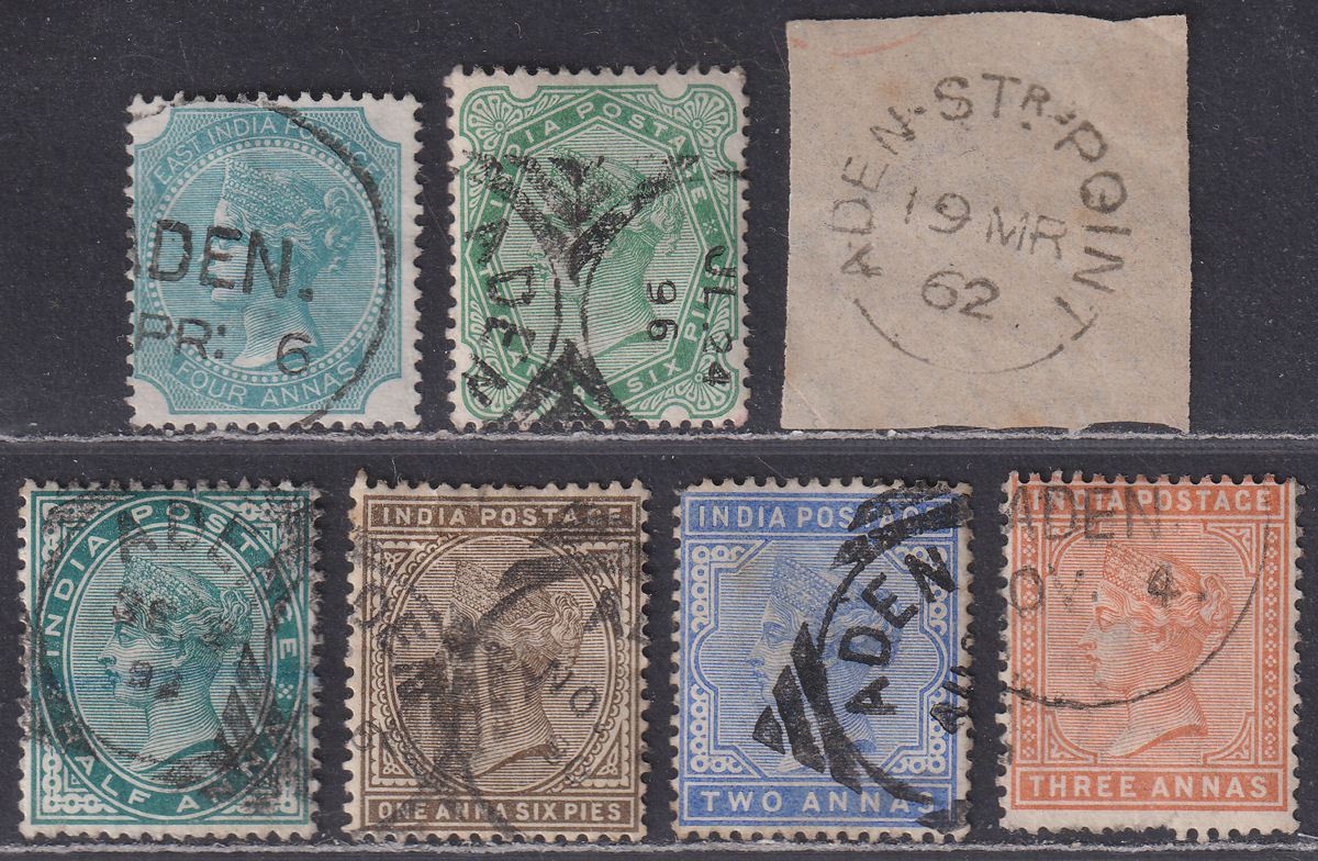 India used Aden 1866-92 QV Selection to 3a Used with ADEN Postmarks