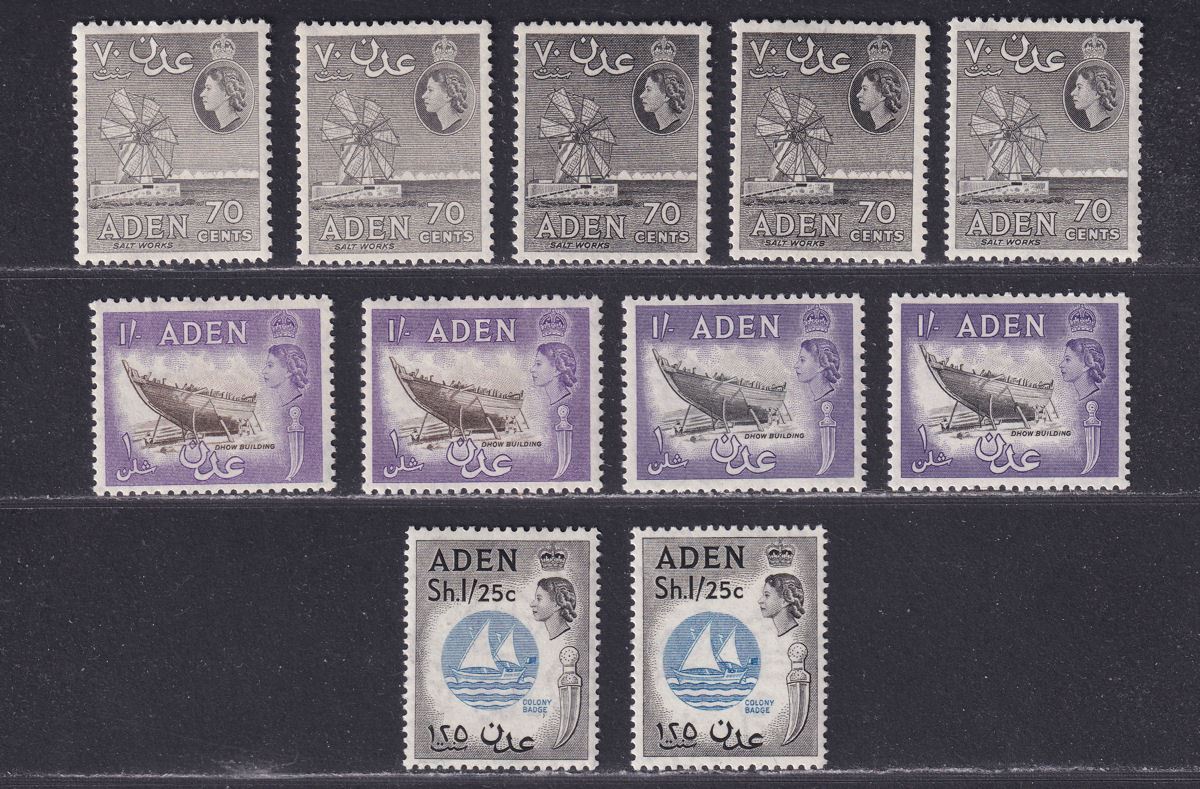 Aden 1953-63 Queen Elizabeth II Set to 1sh25 with Shades Mint SG48-64
