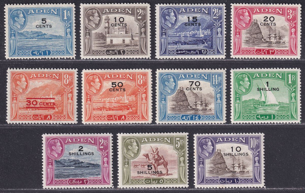 Aden 1951 King George VI Surcharge Set Mint SG36-46 cat £90
