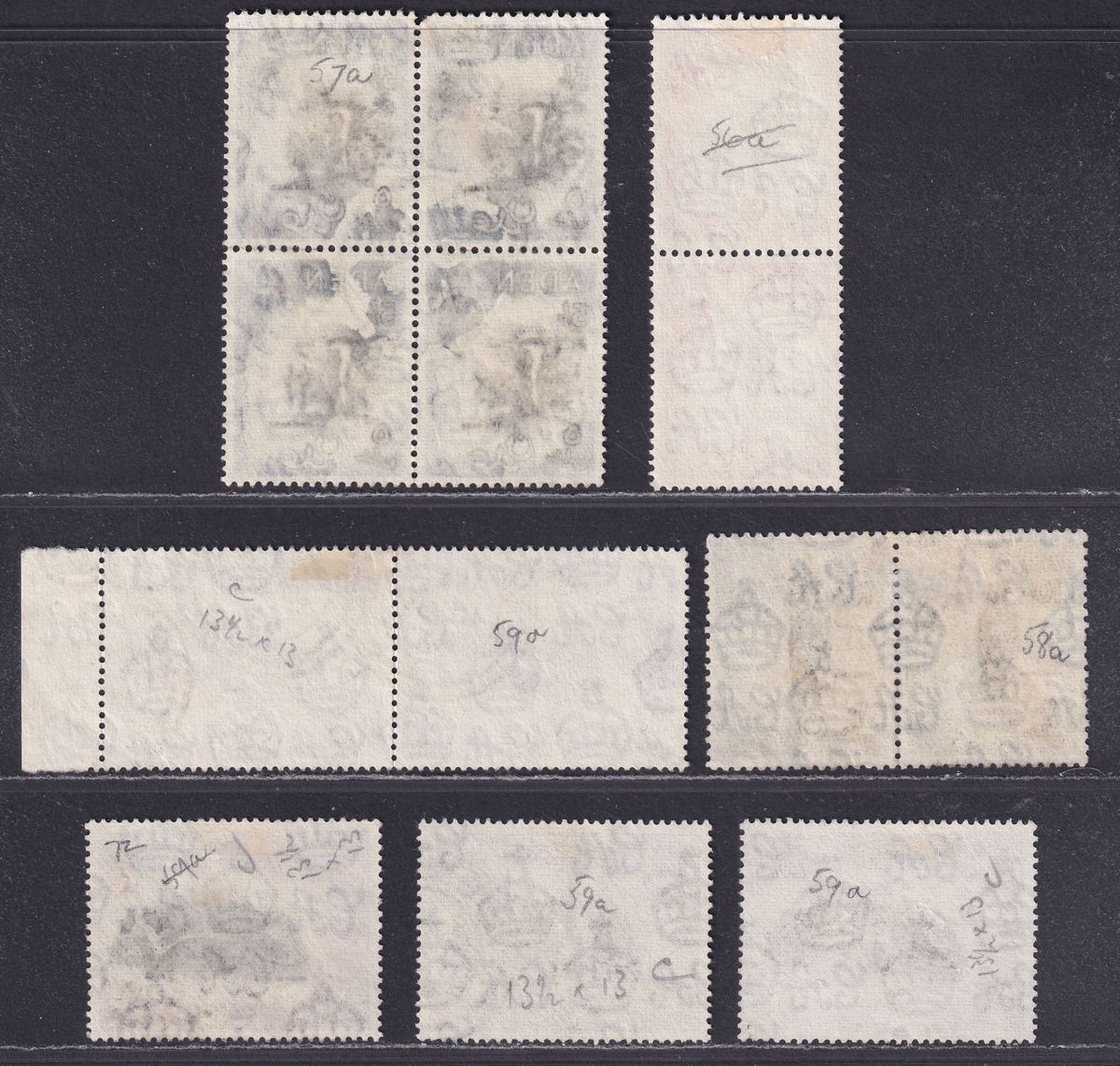 Aden 1953 QEII 2sh, 5sh, 10sh, 20sh Black Shade Selection Used