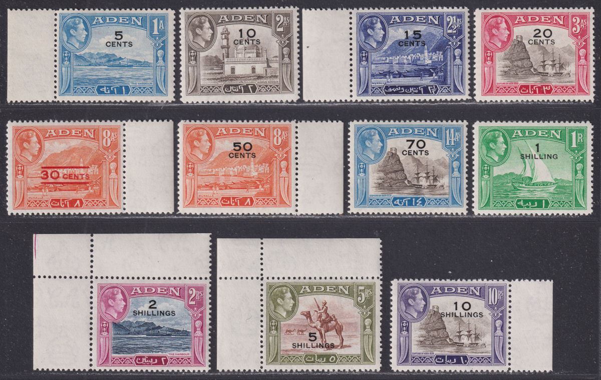 Aden 1951 King George VI Surcharge Set Mint SG36-46 cat £90