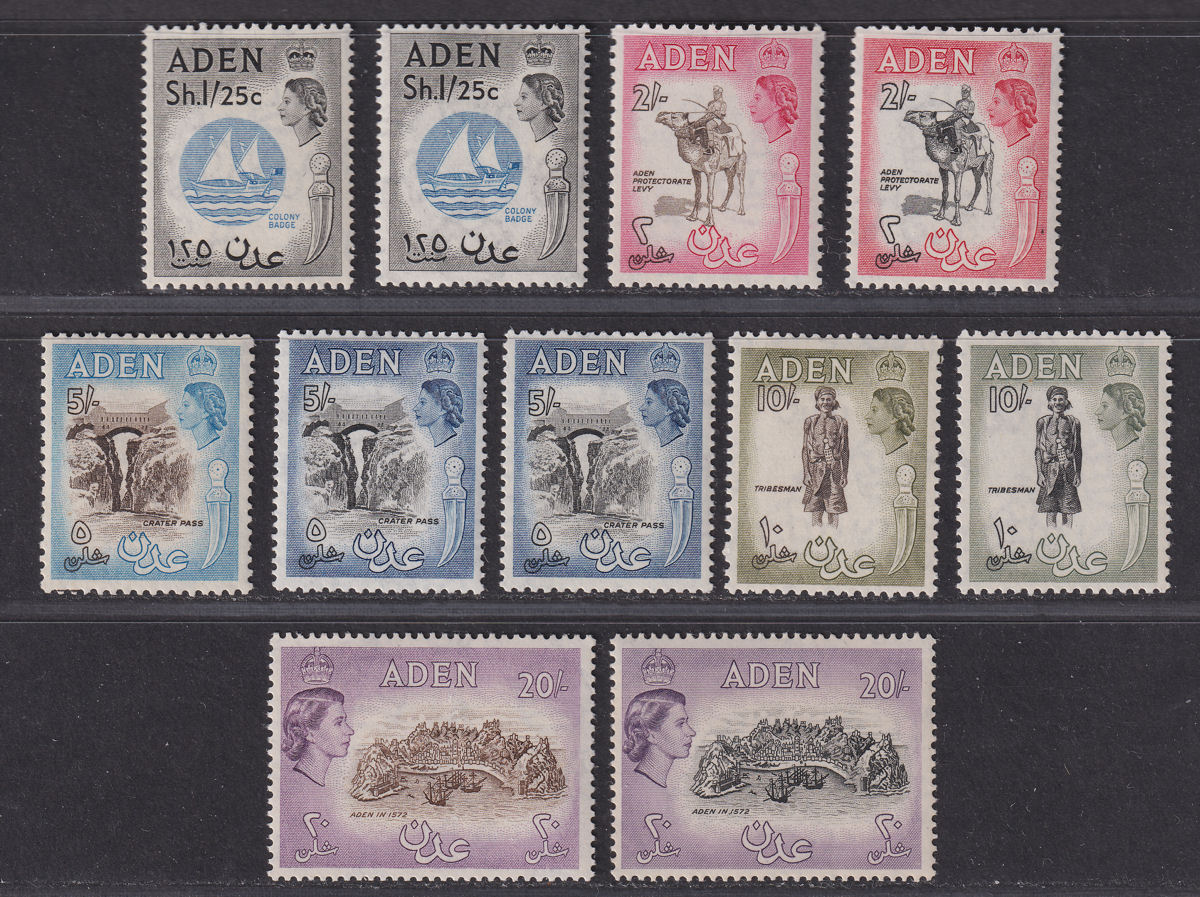 Aden 1953 Queen Elizabeth II Set Mint SG48-72 cat £170
