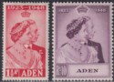 Click for more photos and details Aden 1949 KGVI Royal Silver Wedding 1½a Scarlet, 10r Mauve Mint SG30-31 cat £40