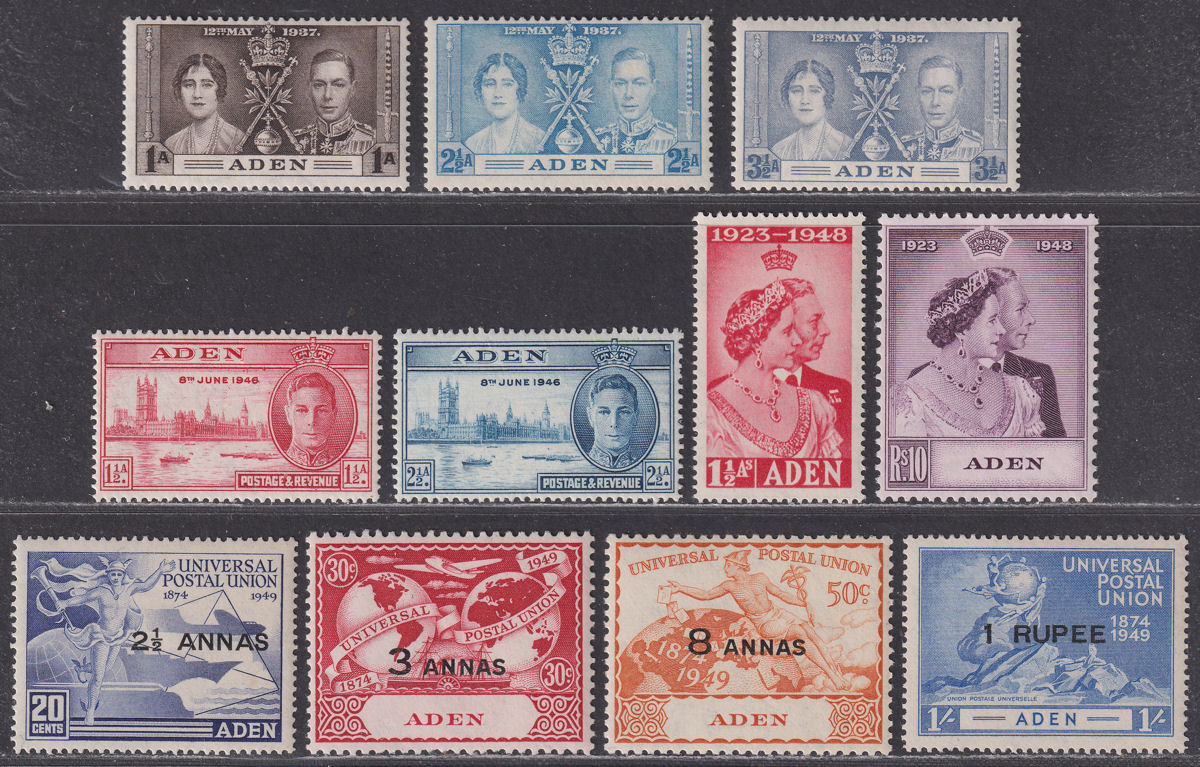 Aden 1937-49 King George VI Omnibus Selection Mint Coronation, Victory, RSW, UPU